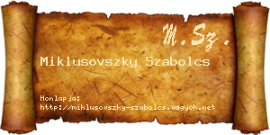 Miklusovszky Szabolcs névjegykártya